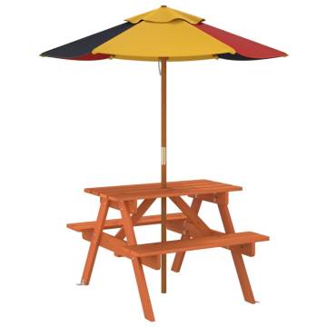 Picnic Table for 4 Kids with Umbrella | Outdoor Solid Wood