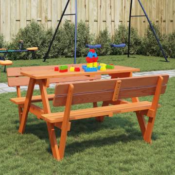 Kids Picnic Table for 4 with Umbrella Hole - Solid Wood Fir