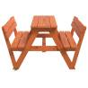 Kids Picnic Table for 4 with Umbrella Hole - Solid Wood Fir