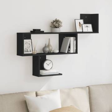 Stylish Black Wall Shelf 100x15x70 cm - Engineered Wood