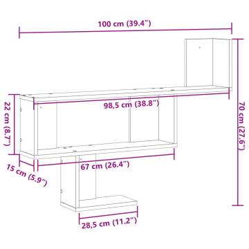 Stylish Black Wall Shelf 100x15x70 cm - Engineered Wood