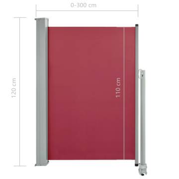 Patio Retractable Side Awning 120x300 cm - Red | HipoMarket