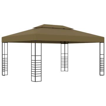 Gazebo with LED String Lights 3x4 m - Elegant Taupe Design