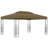 Gazebo with LED String Lights 3x4 m - Elegant Taupe Design