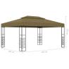 Gazebo with LED String Lights 3x4 m - Elegant Taupe Design