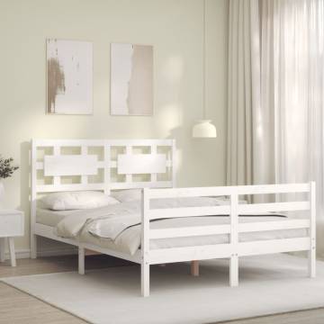 White Bed Frame with Headboard 140x200 cm | HipoMarket