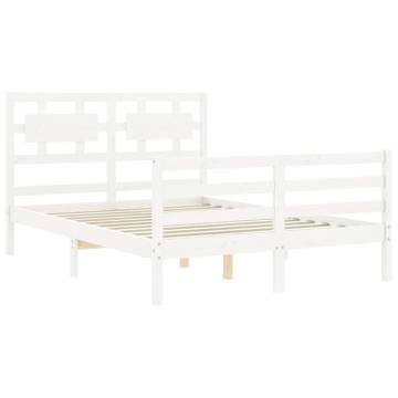 White Bed Frame with Headboard 140x200 cm | HipoMarket