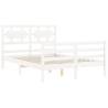 White Bed Frame with Headboard 140x200 cm | HipoMarket