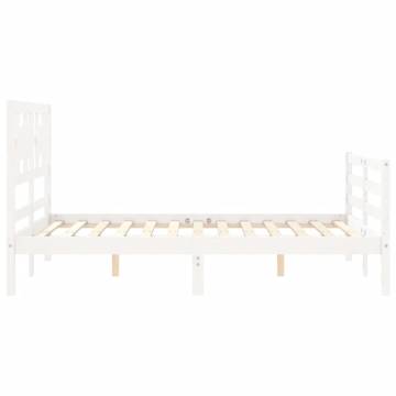 White Bed Frame with Headboard 140x200 cm | HipoMarket