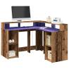  Desk with LED Lights Old Wood 130x130x91 cm Engineered Wood Colour old wood Size 130 x 130 x 91 cm 