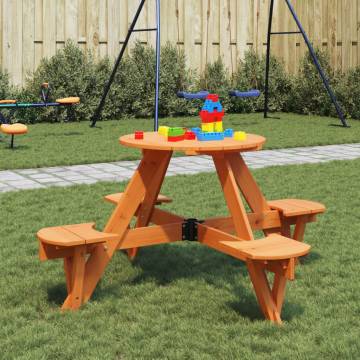 Picnic Table for 4 Kids with Umbrella Hole - Solid Wood Fir