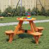  Picnic Table for 4 Kids with Umbrella Hole Round Solid Wood Fir Colour dark brown Quantity in Package 1 