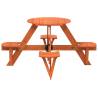 Picnic Table for 4 Kids with Umbrella Hole - Solid Wood Fir