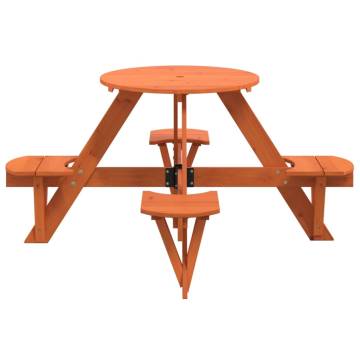 Picnic Table for 4 Kids with Umbrella Hole - Solid Wood Fir