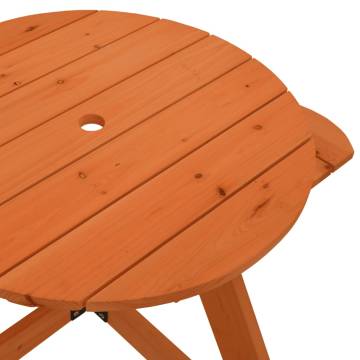 Picnic Table for 4 Kids with Umbrella Hole - Solid Wood Fir