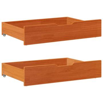 Under-Bed Drawers 2 pcs Wax Brown | Solid Pinewood Storage