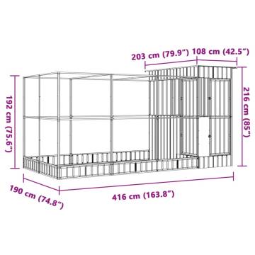 Aviary with Extension Silver 416x203x216 cm Steel | HipoMarket