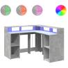 Concrete Grey Desk with LED Lights - Stylish & Functional