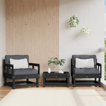 Garden Chairs 2 pcs Black Solid Wood Pine - Stylish & Durable