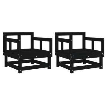 Garden Chairs 2 pcs Black Solid Wood Pine - Stylish & Durable