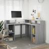 Desk with LED Lights Grey Sonoma - Stylish & Organised Workspace