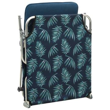 Folding Sun Lounger with Canopy - Leaf Print Aluminium