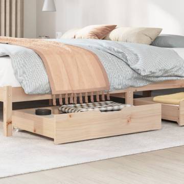 Under-Bed Drawers with Wheels - 2 pcs Solid Pine Storage