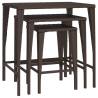 Garden Nesting Tables 3 pcs Brown Poly Rattan | Hipo Market