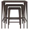 Garden Nesting Tables 3 pcs Brown Poly Rattan | Hipo Market