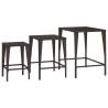 Garden Nesting Tables 3 pcs Brown Poly Rattan | Hipo Market