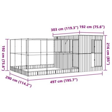 Aviary with Extension - Silver Steel 497x303 cm | Hipo Market