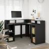 LED Desk with Storage - Black Engineered Wood | Hipo Market