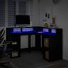 LED Desk with Storage - Black Engineered Wood | Hipo Market