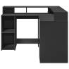 LED Desk with Storage - Black Engineered Wood | Hipo Market