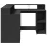 LED Desk with Storage - Black Engineered Wood | Hipo Market