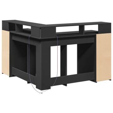 LED Desk with Storage - Black Engineered Wood | Hipo Market