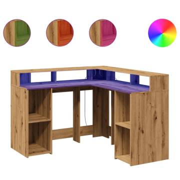 Desk with LED Lights - Artisan Oak | Hipomarket