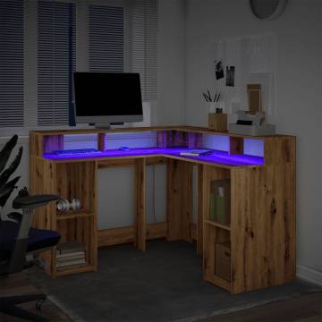 Desk with LED Lights - Artisan Oak | Hipomarket