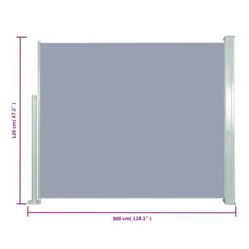 Retractable Side Awning 120 x 300 cm - Grey Garden Privacy