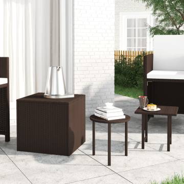 Garden Side Tables 3 pcs Brown Poly Rattan - Perfect for Outdoors