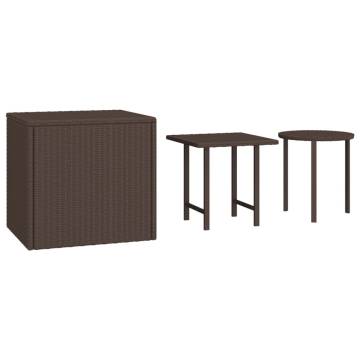 Garden Side Tables 3 pcs Brown Poly Rattan - Perfect for Outdoors