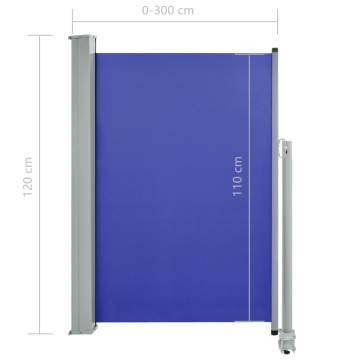 Patio Retractable Side Awning 120x300 cm - Blue | HipoMarket