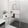 Walk-in Shower Wall with Shelf Chrome 80x195 cm ESG Glass&Aluminium Colour chrome Size 80 x 195 cm Model half frosted 