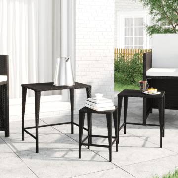 Garden Nesting Tables Set - 3 pcs Black Poly Rattan