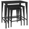 Garden Nesting Tables Set - 3 pcs Black Poly Rattan