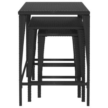 Garden Nesting Tables Set - 3 pcs Black Poly Rattan