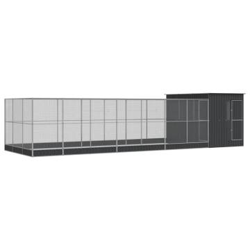 Aviary with Extension Silver 911x303x216 cm Steel - Hipomarket