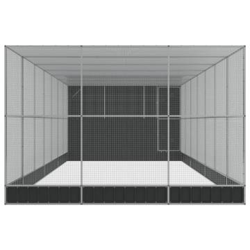 Aviary with Extension Silver 911x303x216 cm Steel - Hipomarket