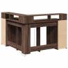 Stylish Brown Oak Desk with LED Lights - 130x130 cm