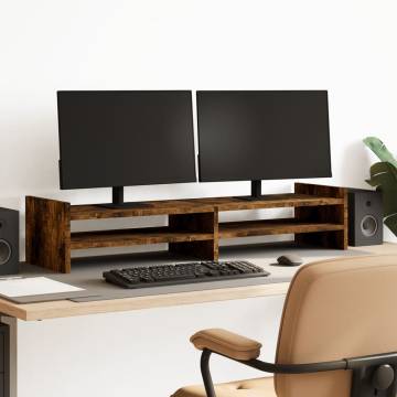 Monitor Stand Smoked Oak - Stylish & Practical Workspace Solution